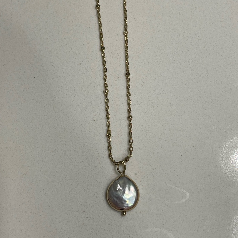 New Gold Necklace with Gray Stone